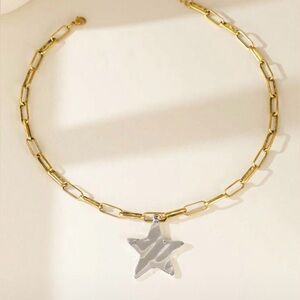 Free People Gold and Silver Star Pendant Necklace